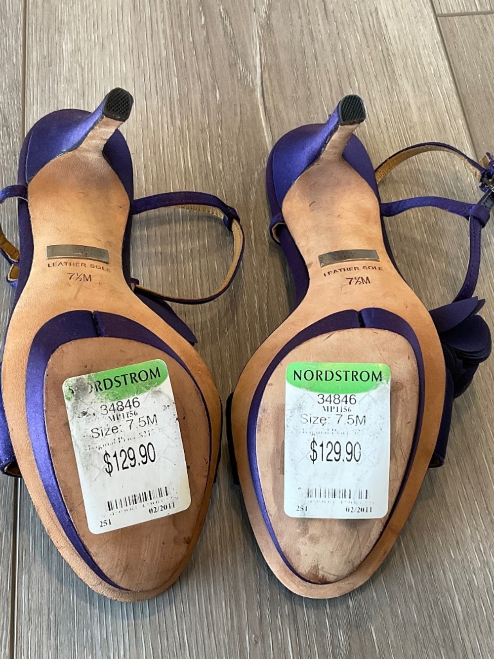 BADGLEY MISCHKA Randee Purple Satin Blossom Detail Platform Heels Size 7.5 - Picture 6 of 8